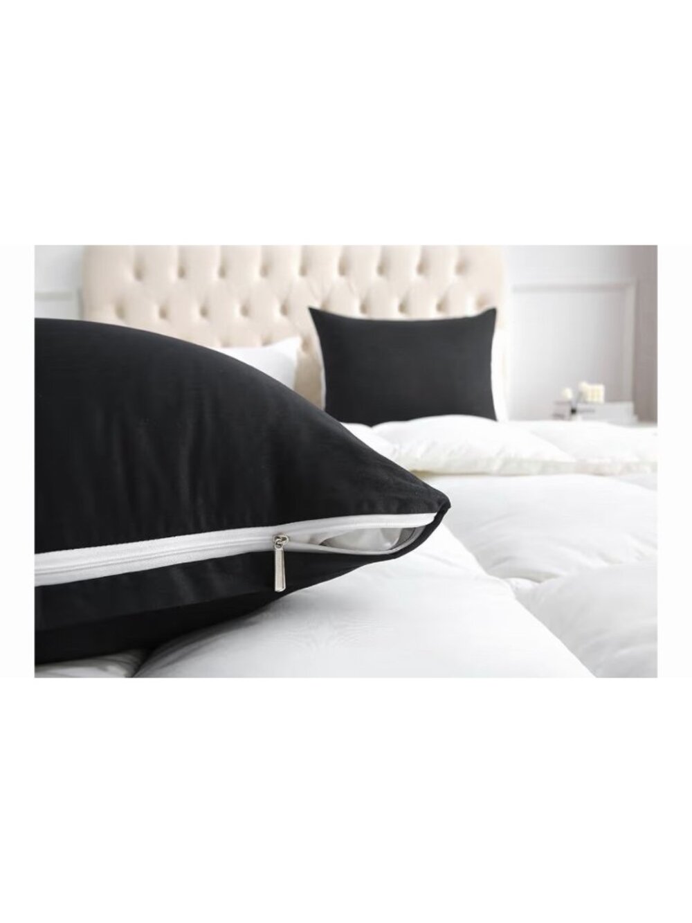 King Pillow Cases, 100% Egyptian Cotton Pillowcases with Hidden Zipper, 500 Thre - Picture 3 of 4